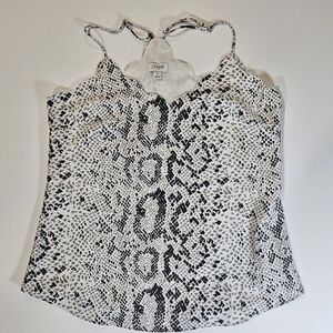 Joie‎ Womens Tank Top Sz 2 Black White Grey Abstract Adjustable Lined Career Top